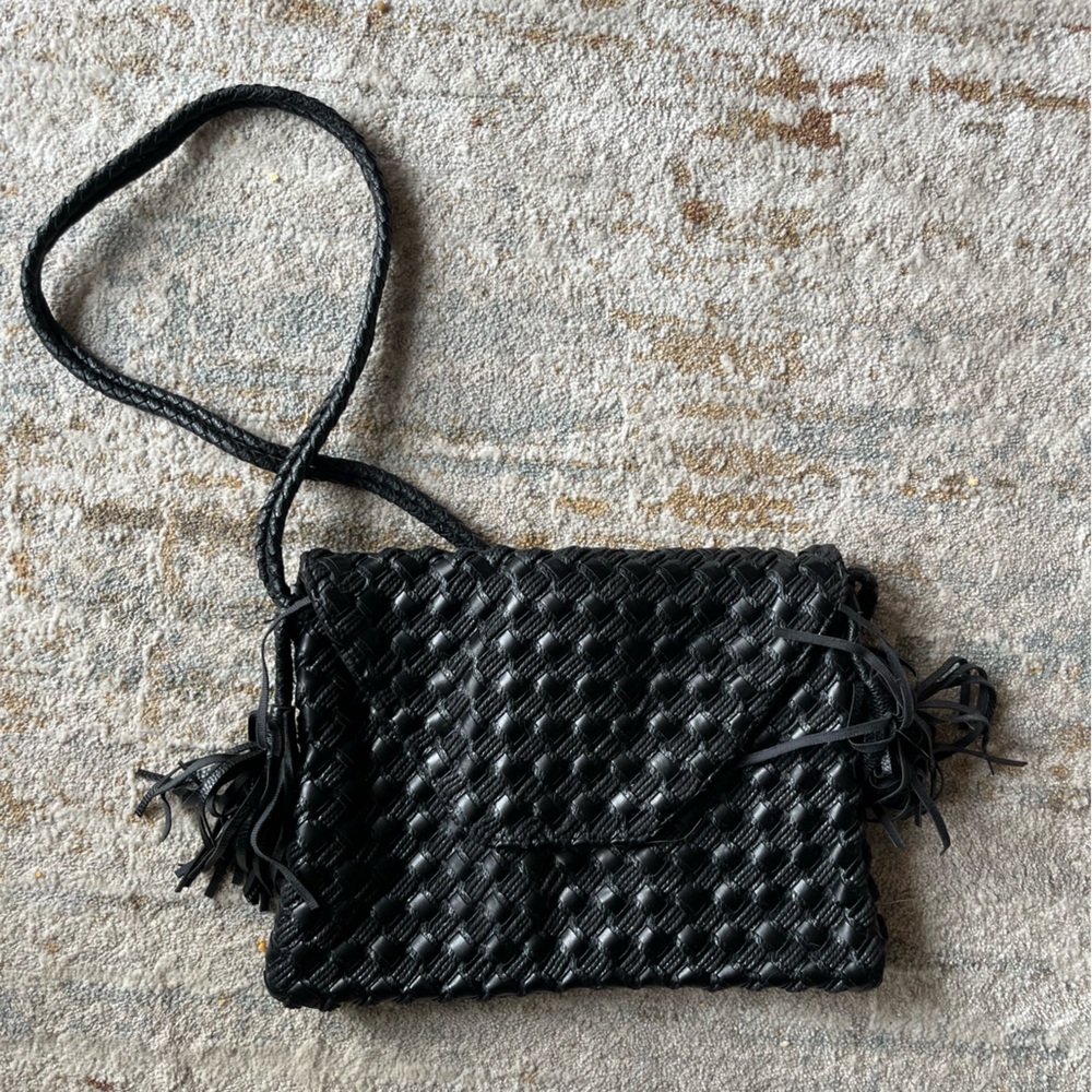 Black Woven Crossbody Bag